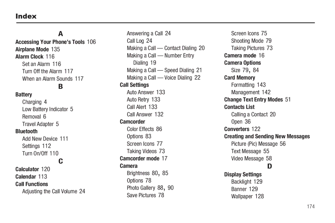 Samsung GH68-26316A user manual Index 