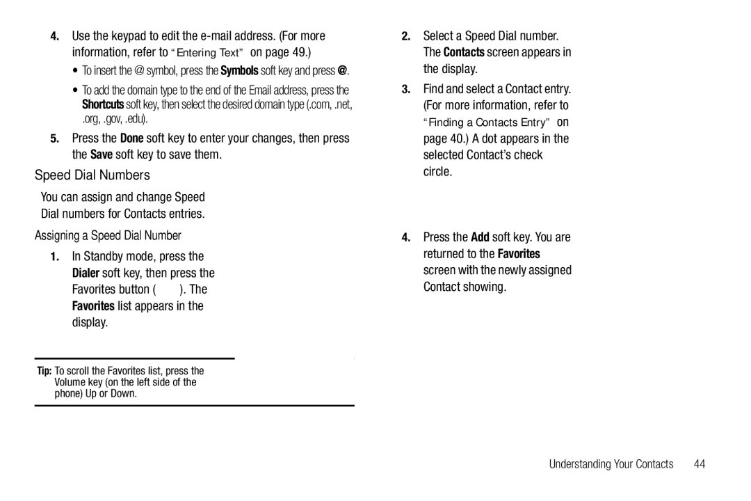 Samsung GH68-26316A user manual Speed Dial Numbers, Assigning a Speed Dial Number, Display 