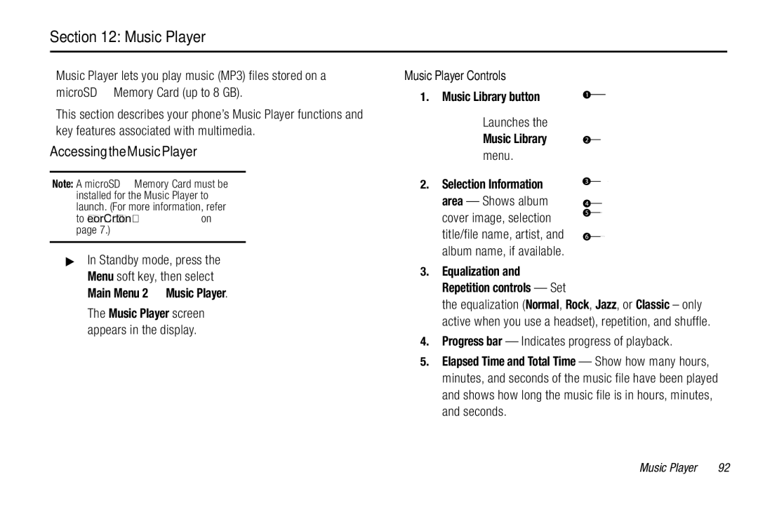 Samsung GH68-26316A user manual Accessing the Music Player, Music Player Controls 