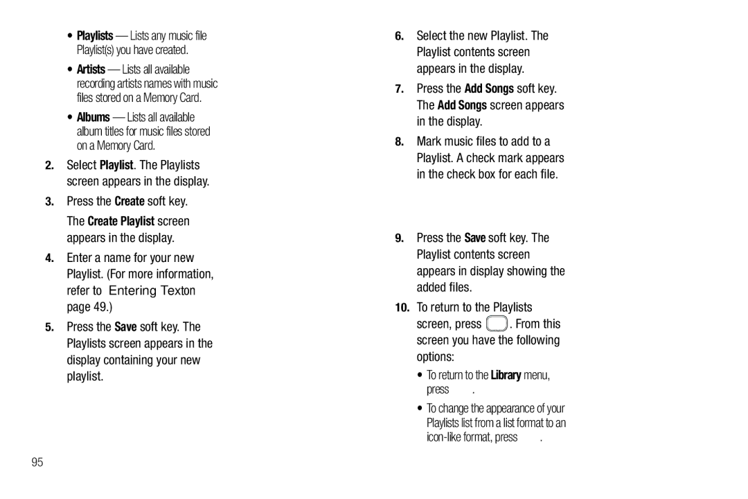 Samsung GH68-26316A user manual Options To return to the Library menu Press, Icon-like format, press 