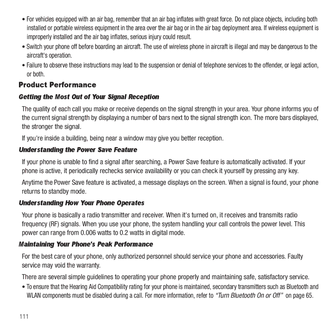 Samsung GH68-26667A user manual Product Performance, Getting the Most Out of Your Signal Reception 