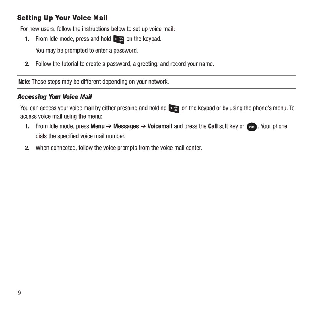 Samsung GH68-26667A user manual Setting Up Your Voice Mail, Accessing Your Voice Mail 