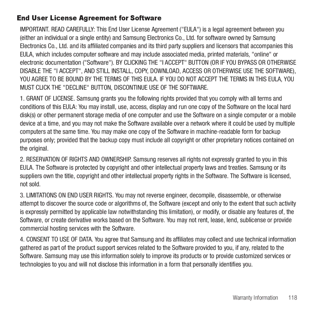 Samsung GH68-26667A user manual End User License Agreement for Software 