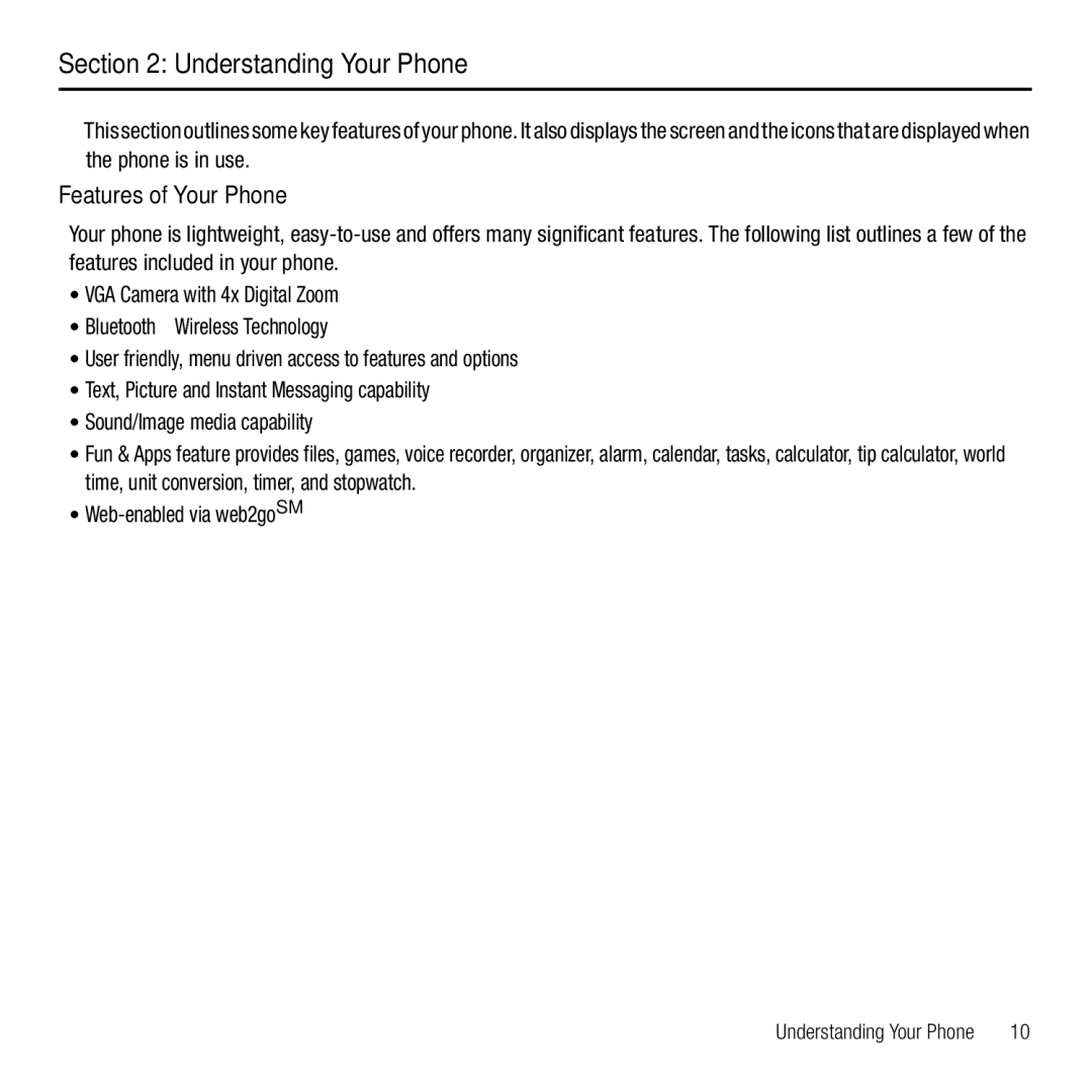 Samsung GH68-26667A user manual Understanding Your Phone, Features of Your Phone 