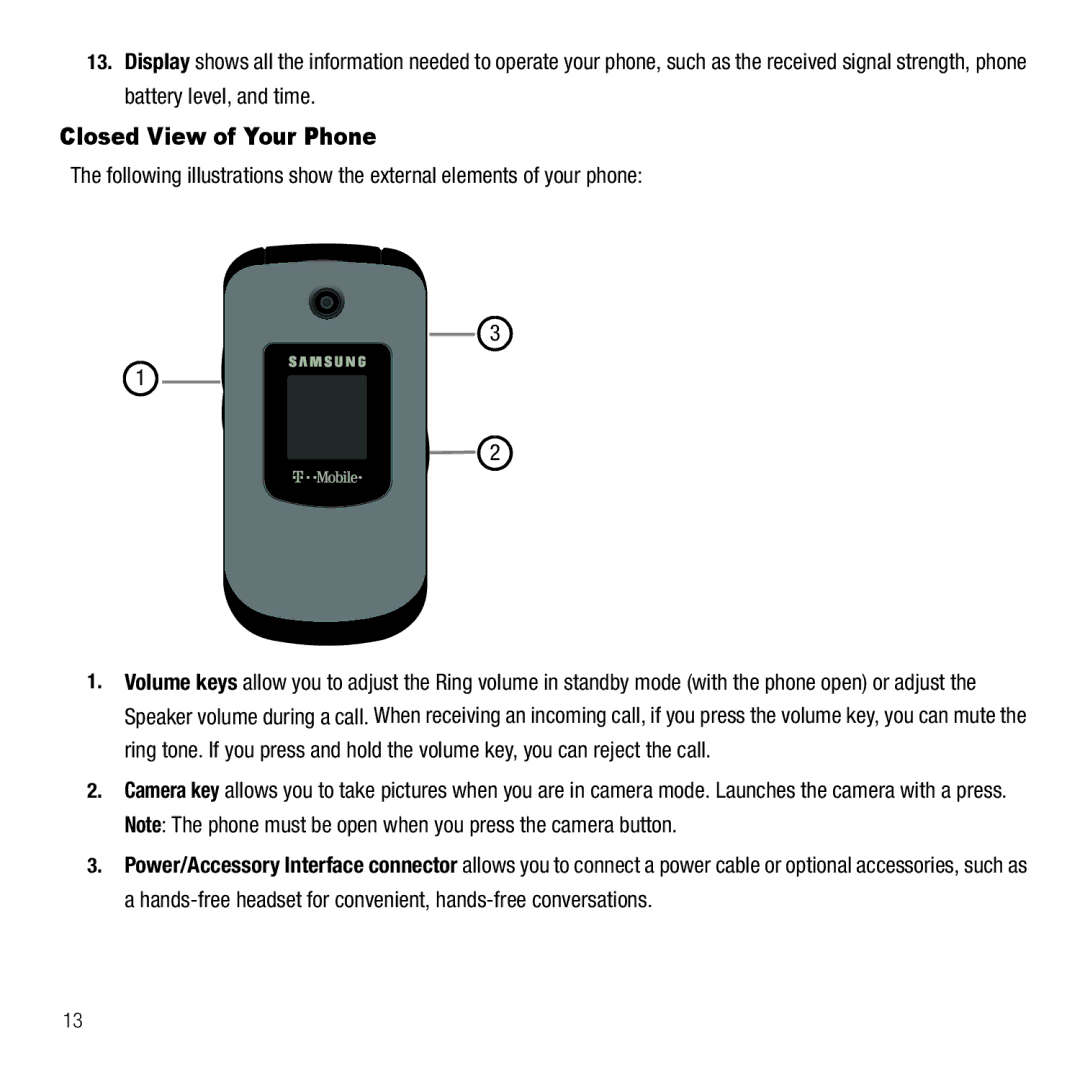 Samsung GH68-26667A user manual Closed View of Your Phone 