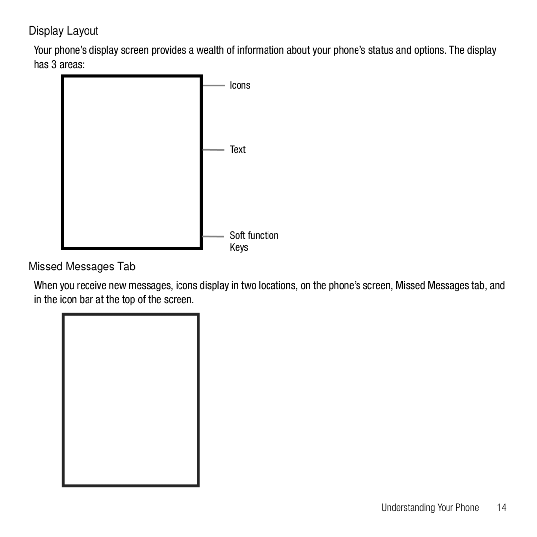 Samsung GH68-26667A user manual Display Layout, Missed Messages Tab 