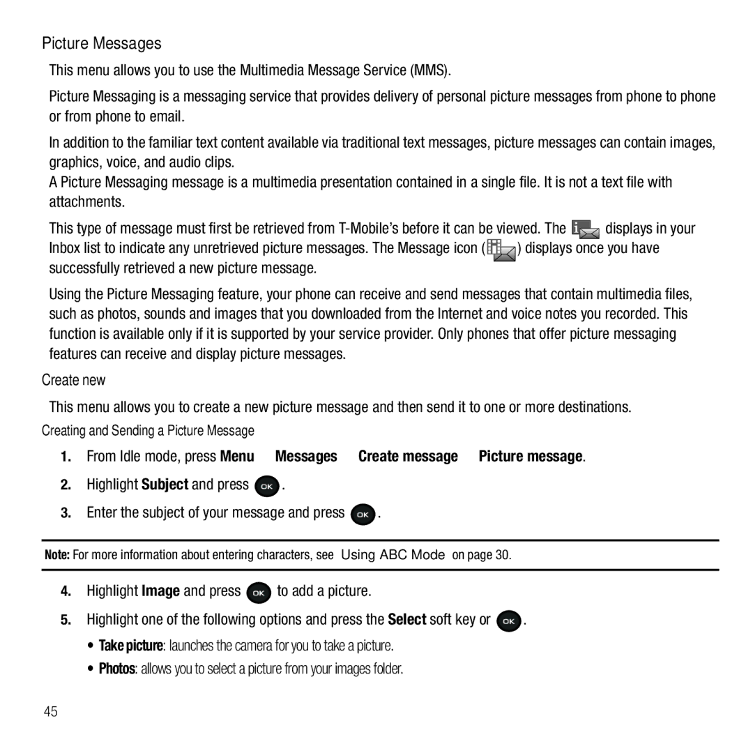 Samsung GH68-26667A user manual Picture Messages, Creating and Sending a Picture Message 