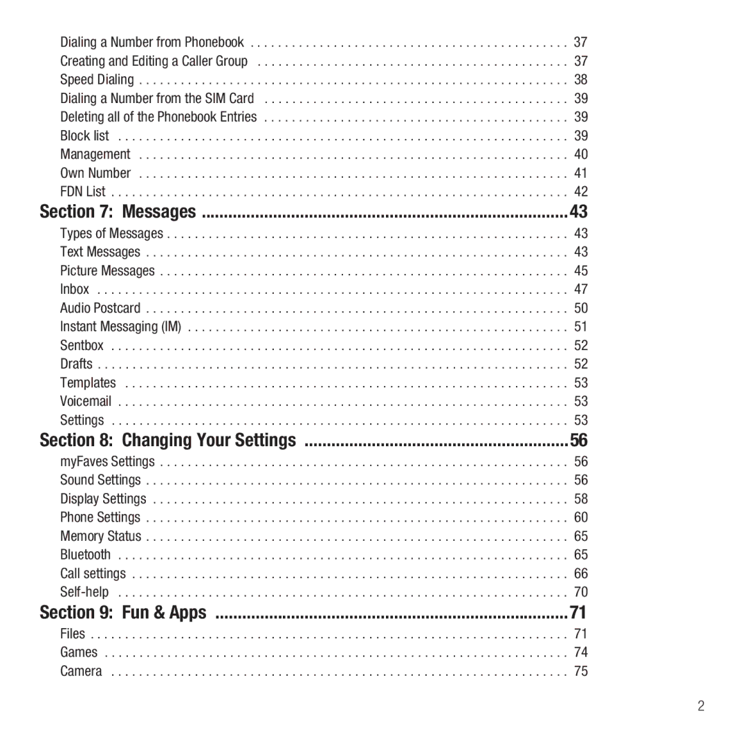 Samsung GH68-26667A user manual Messages, Changing Your Settings, Fun & Apps 
