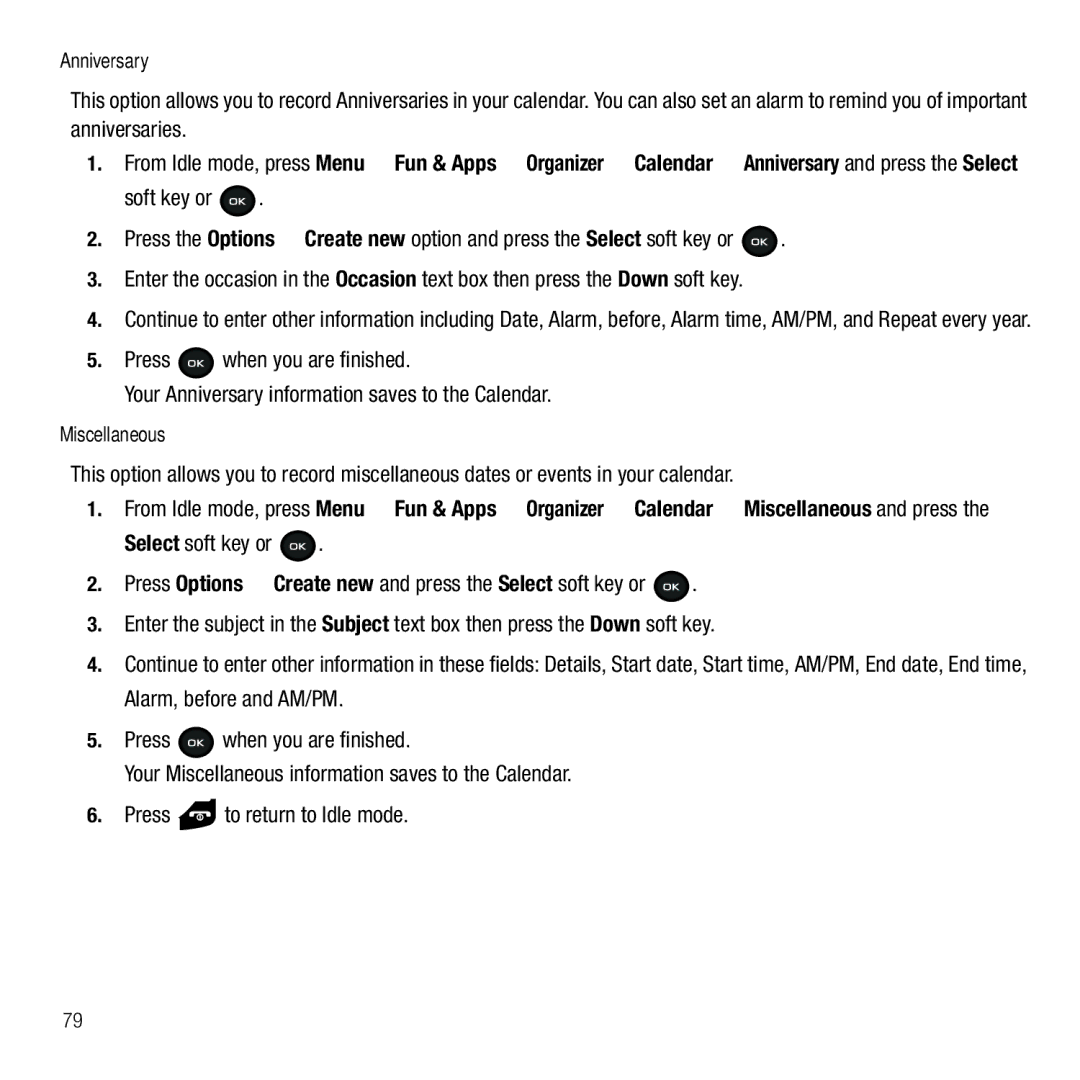 Samsung GH68-26667A user manual Anniversary, Miscellaneous 