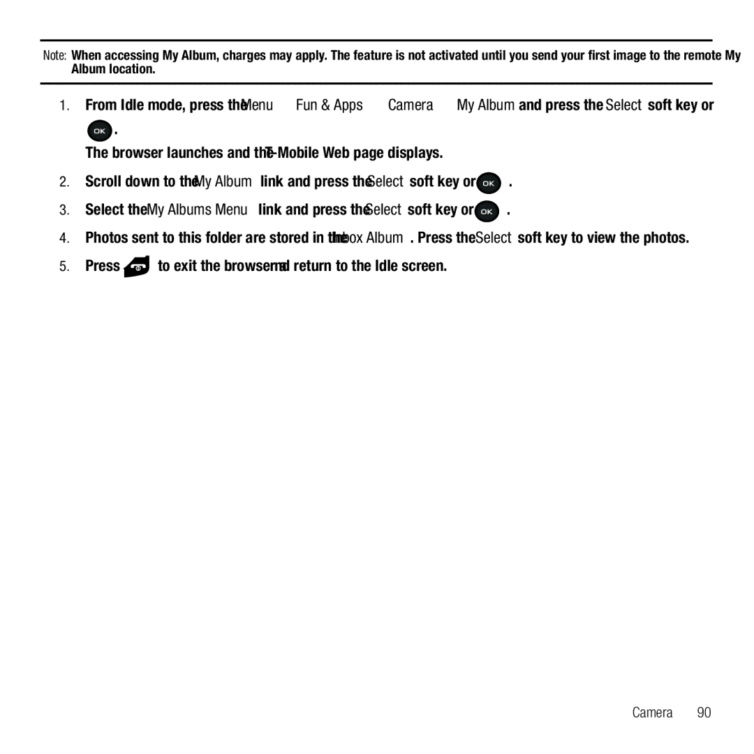 Samsung GH68-26667A user manual Press to exit the browser and return to the Idle screen 