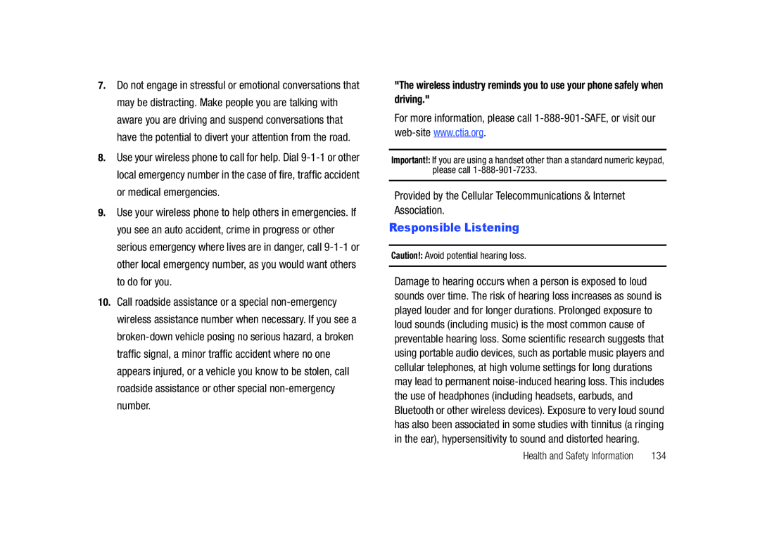 Samsung GH68-26940A user manual Responsible Listening, 134 