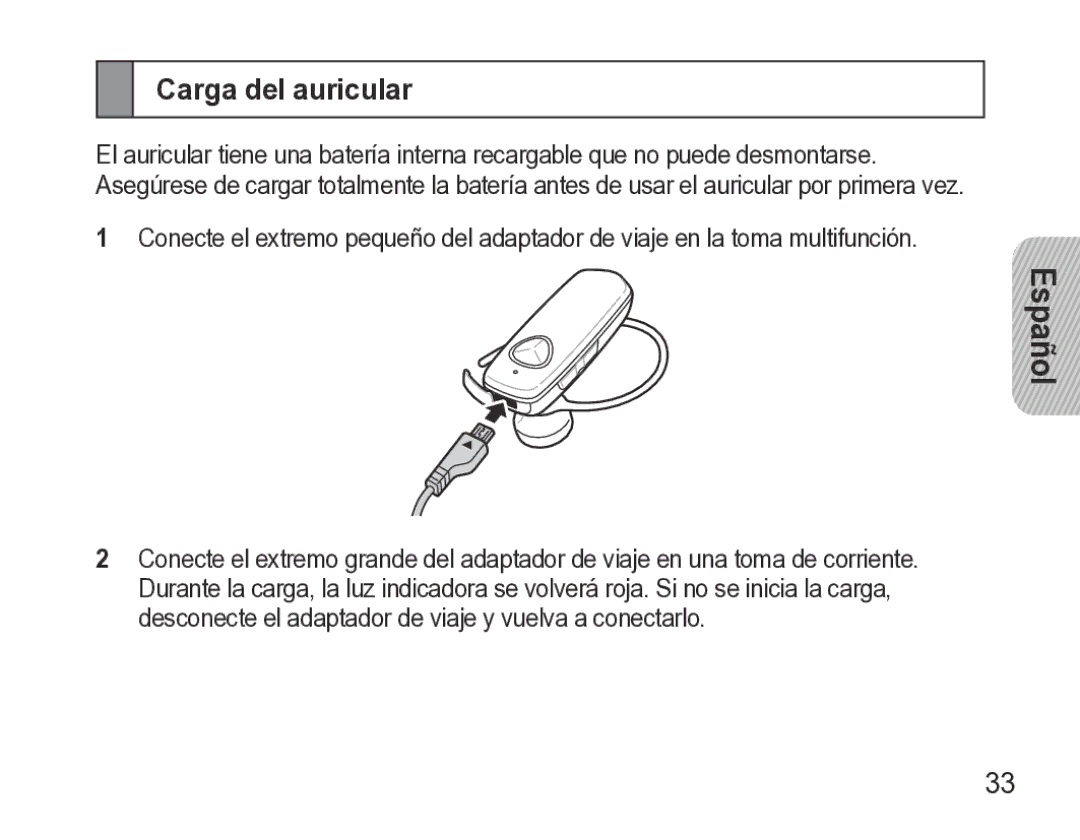 Samsung GH68-27873A manual Carga del auricular 