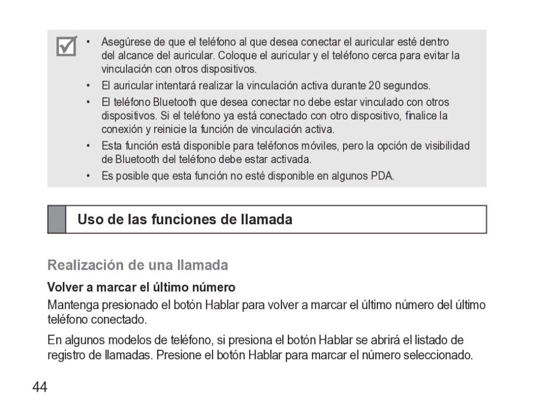 Samsung GH68-27873A manual Uso de las funciones de llamada, Realización de una llamada, Volver a marcar el último número 