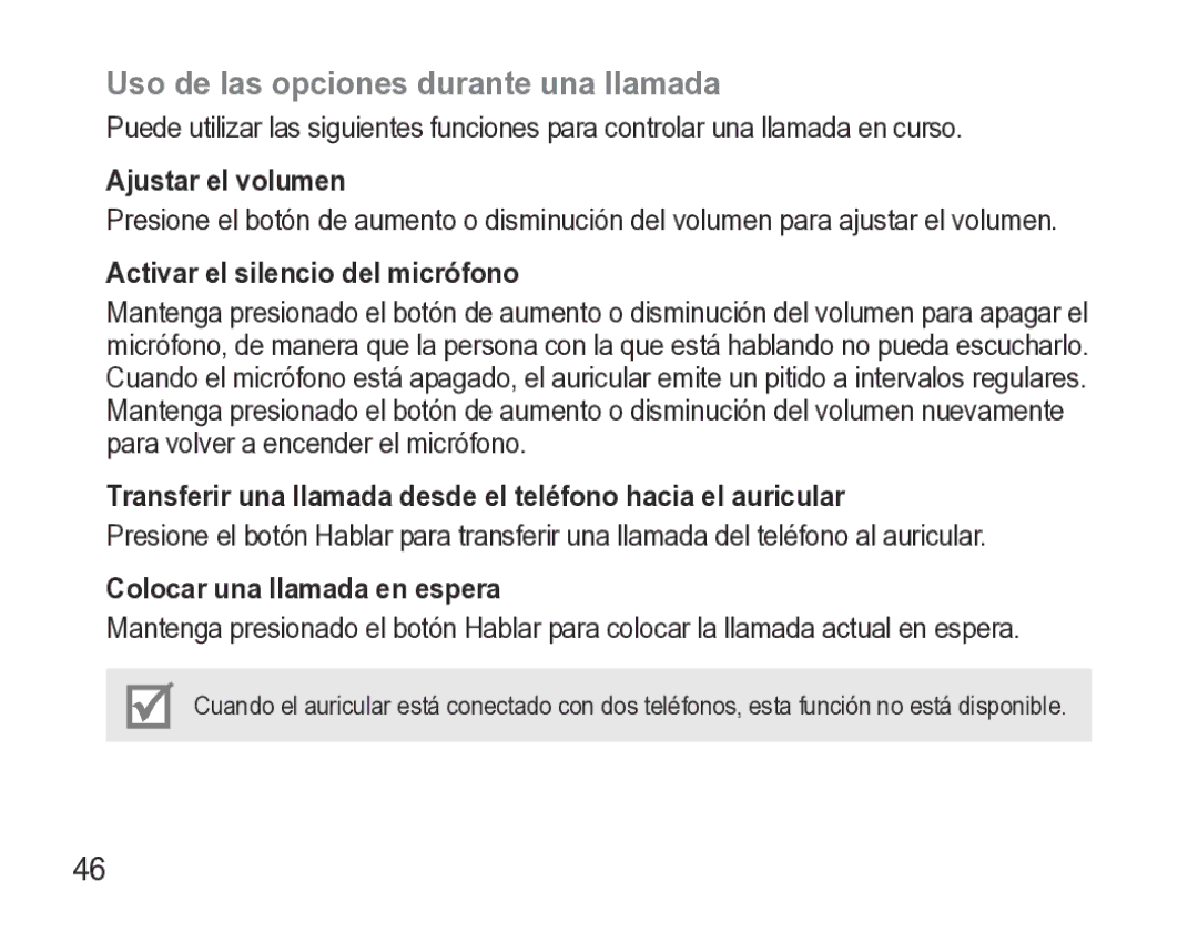 Samsung GH68-27873A manual Uso de las opciones durante una llamada, Ajustar el volumen, Activar el silencio del micrófono 