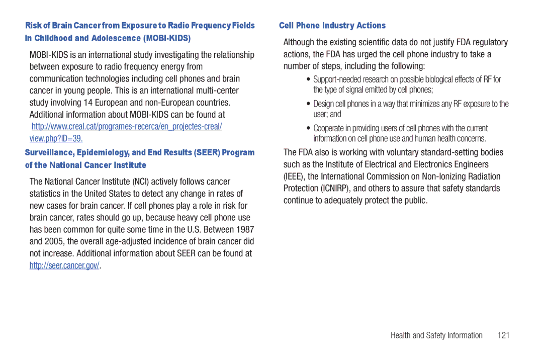 Samsung GH68-2863 user manual Cell Phone Industry Actions, 121 