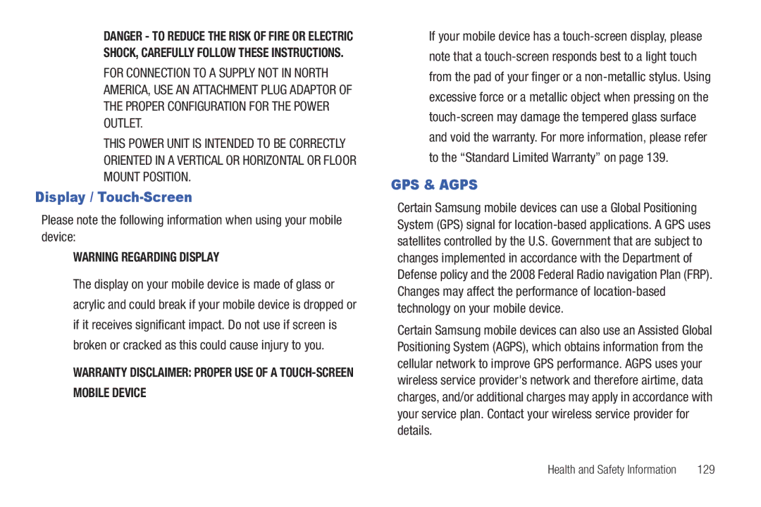 Samsung GH68-2863 user manual Display / Touch-Screen, Broken or cracked as this could cause injury to you 