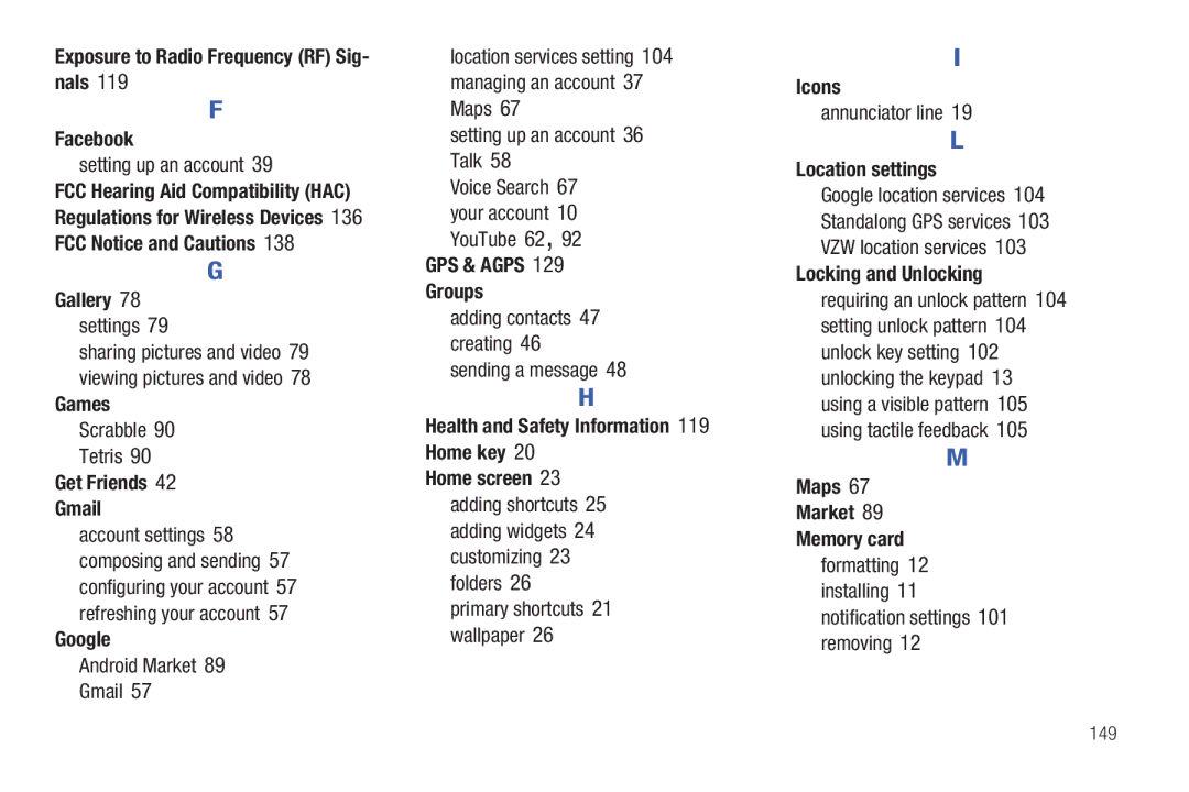 Samsung GH68-2863 Exposure to Radio Frequency RF Sig- nals Facebook, Games, Get Friends Gmail, Google, GPS & Agps Groups 