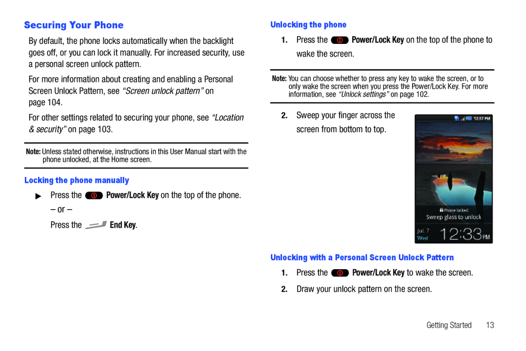 Samsung GH68-2863 user manual Securing Your Phone, Security on, Press the End Key 