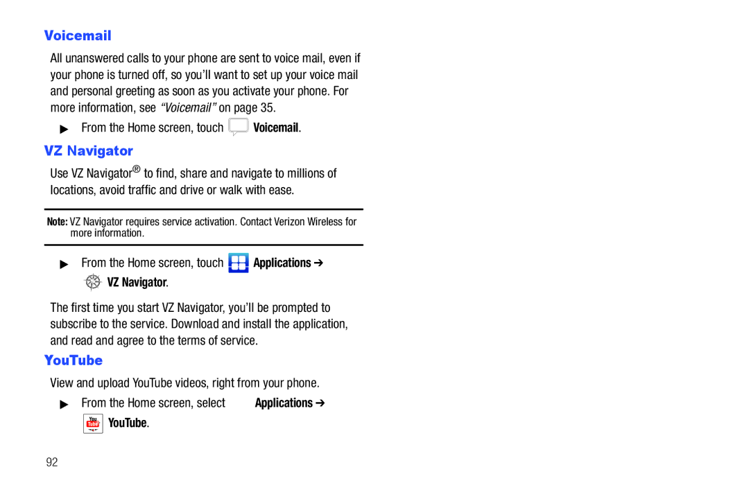 Samsung GH68-2863 user manual VZ Navigator 