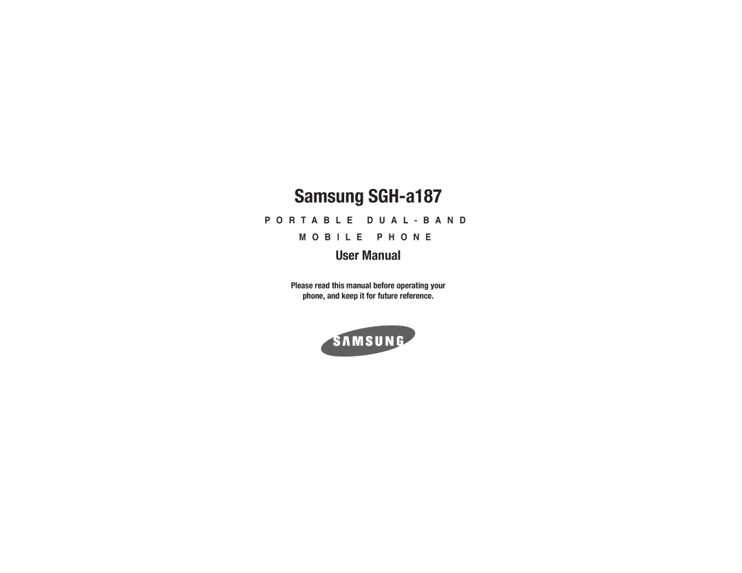 Samsung GH68-29815A user manual Samsung SGH-a187 