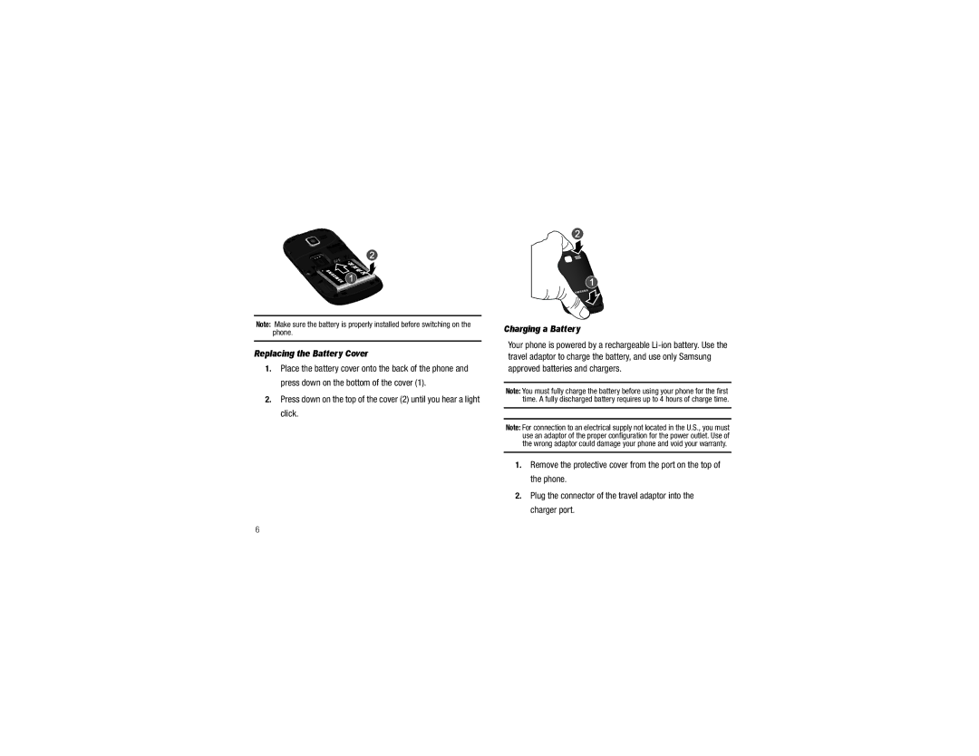 Samsung GH68-29815A user manual Replacing the Battery Cover, Charging a Battery 