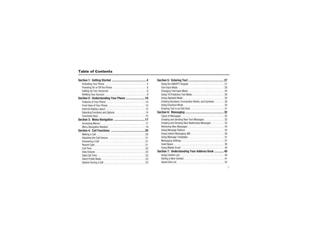 Samsung GH68-29815A user manual Table of Contents 