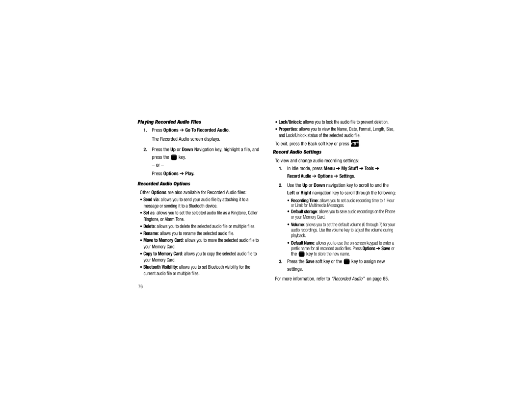 Samsung GH68-29815A user manual Press Options Play, To exit, press the Back soft key or press 