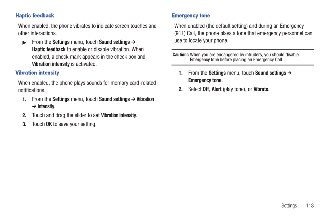 Samsung GH68-32785A user manual Touch OK to save your setting, From the Settings menu, touch Sound settings Emergency tone 