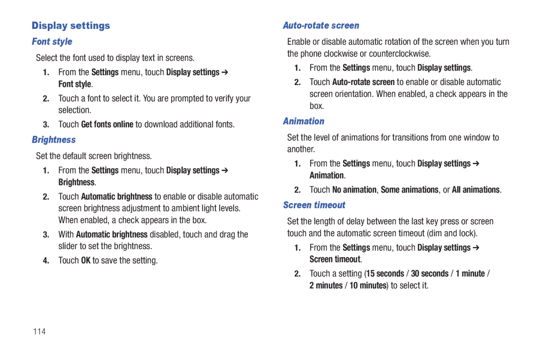 Samsung GH68-32785A user manual Display settings 