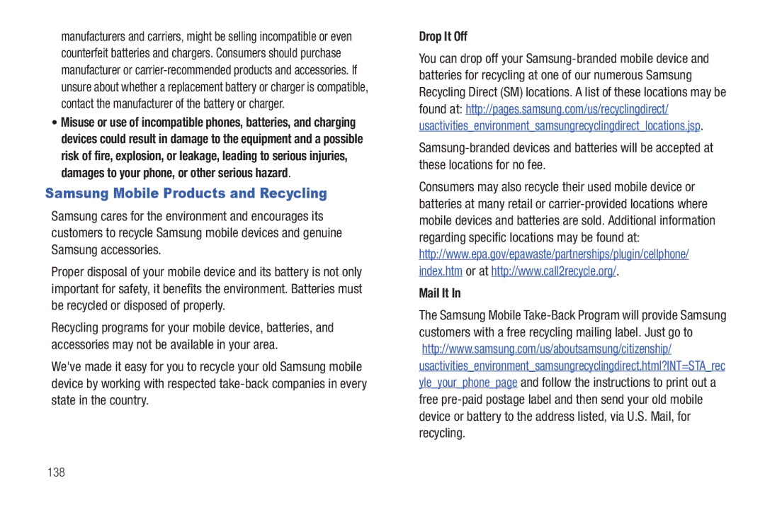 Samsung GH68-32785A user manual Samsung Mobile Products and Recycling, Drop It Off, Mail It 