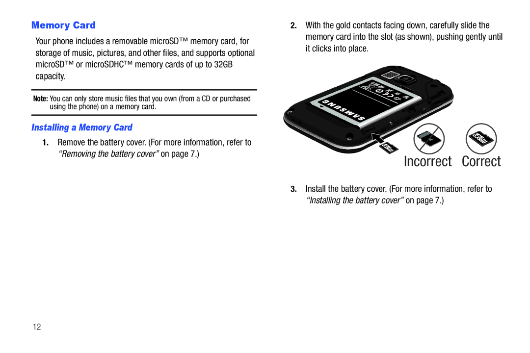 Samsung GH68-32785A user manual Installing a Memory Card 