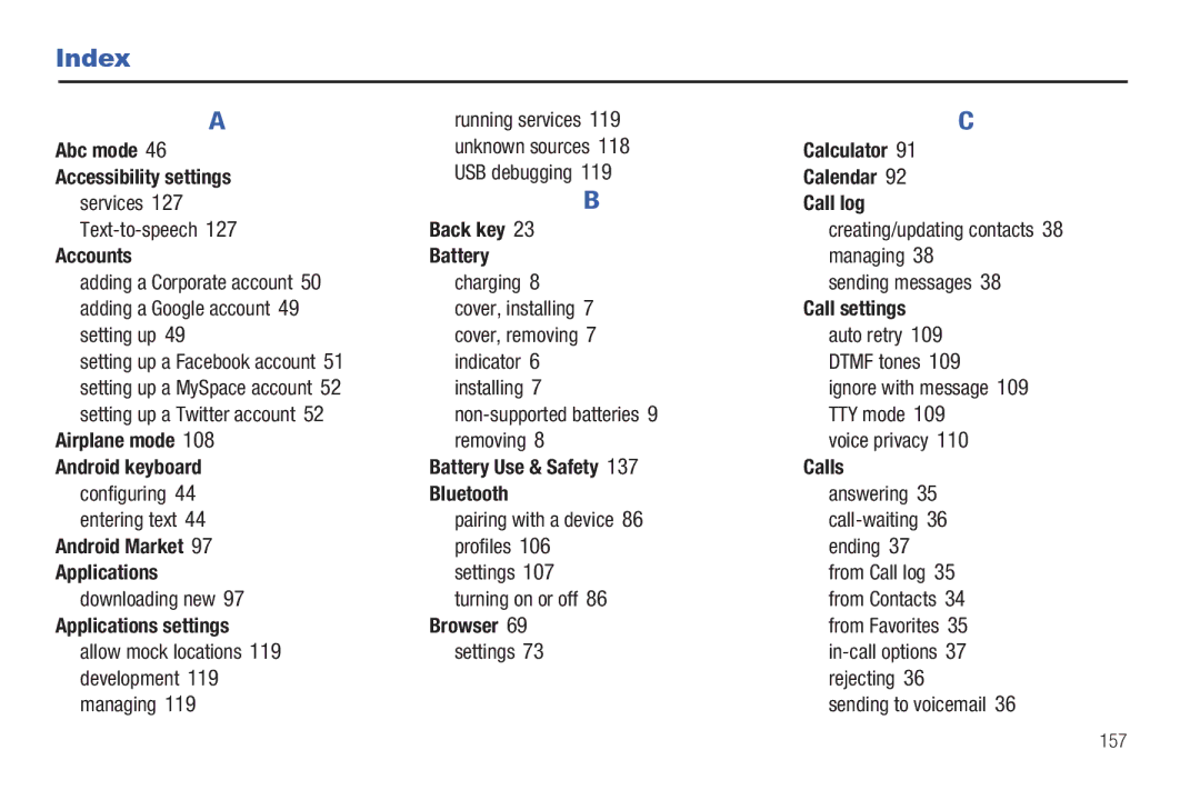 Samsung GH68-32785A user manual Index 