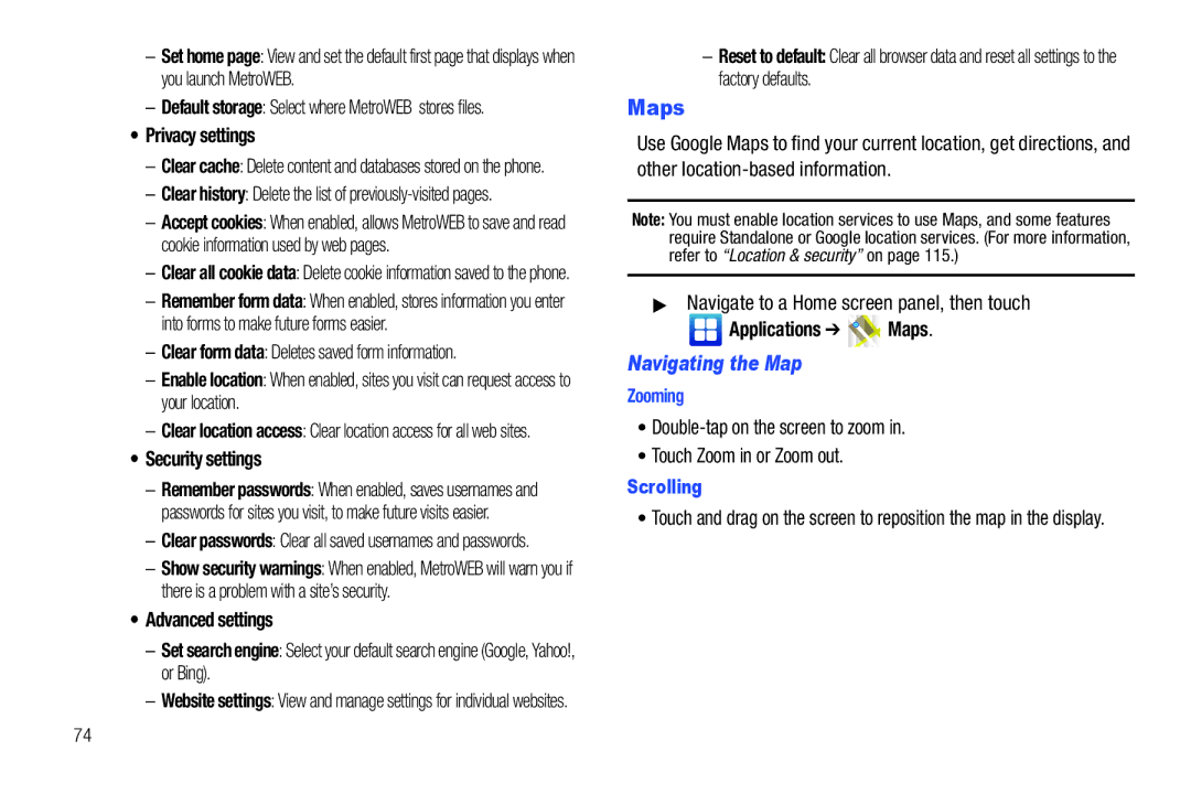 Samsung GH68-32785A user manual Maps, Navigating the Map 