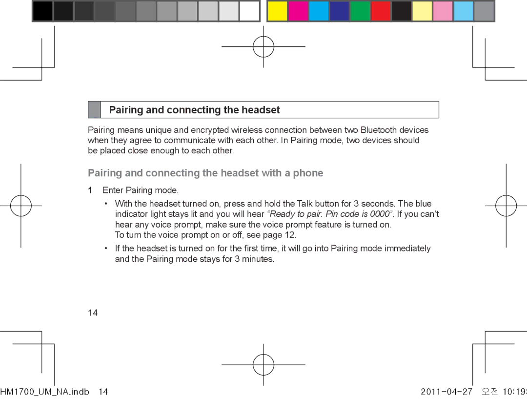 Samsung GH68-34355F manual Pairing and connecting the headset with a phone 