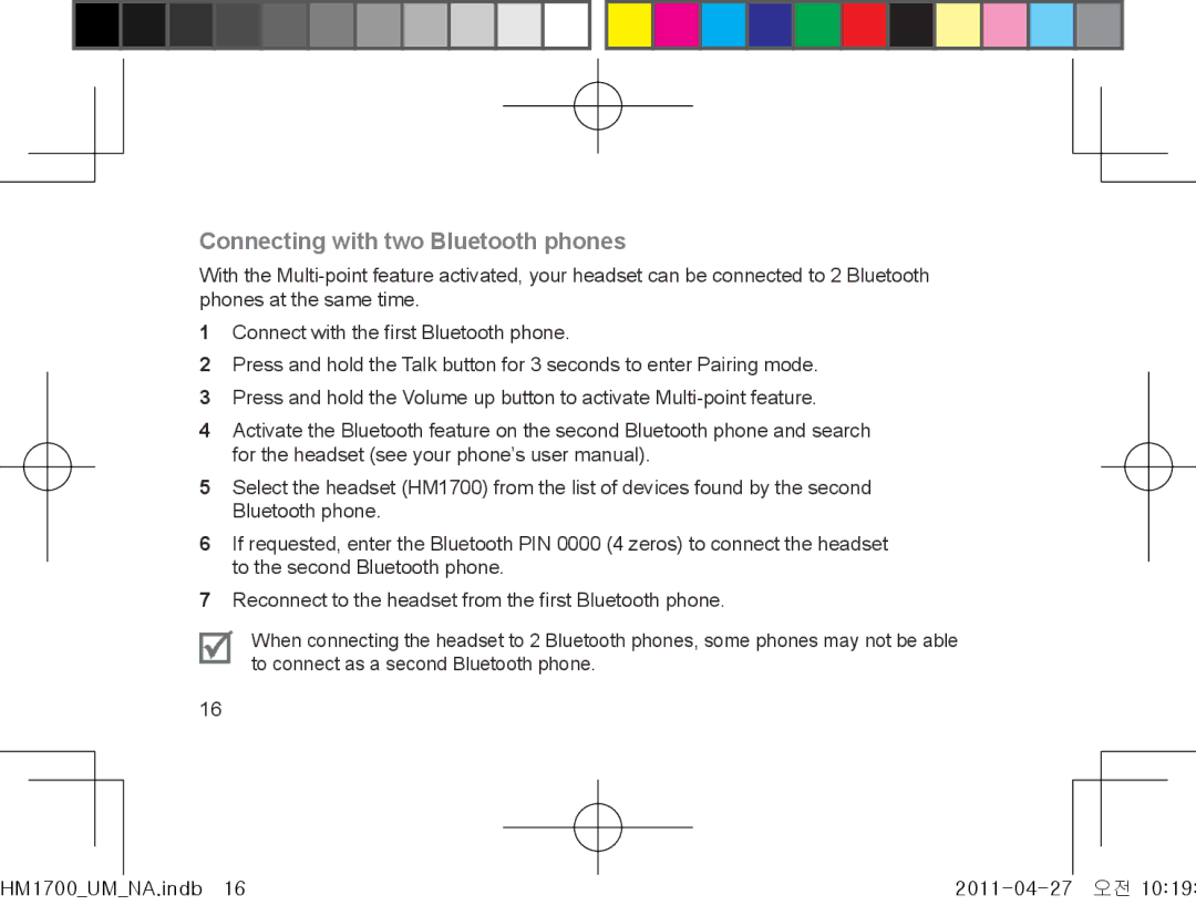 Samsung GH68-34355F manual Connecting with two Bluetooth phones 