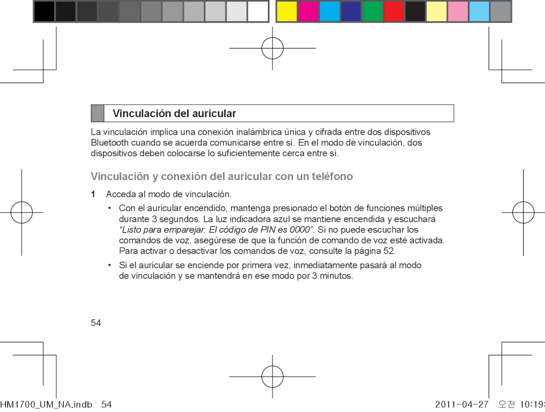 Samsung GH68-34355F manual Vinculación del auricular, Vinculación y conexión del auricular con un teléfono 