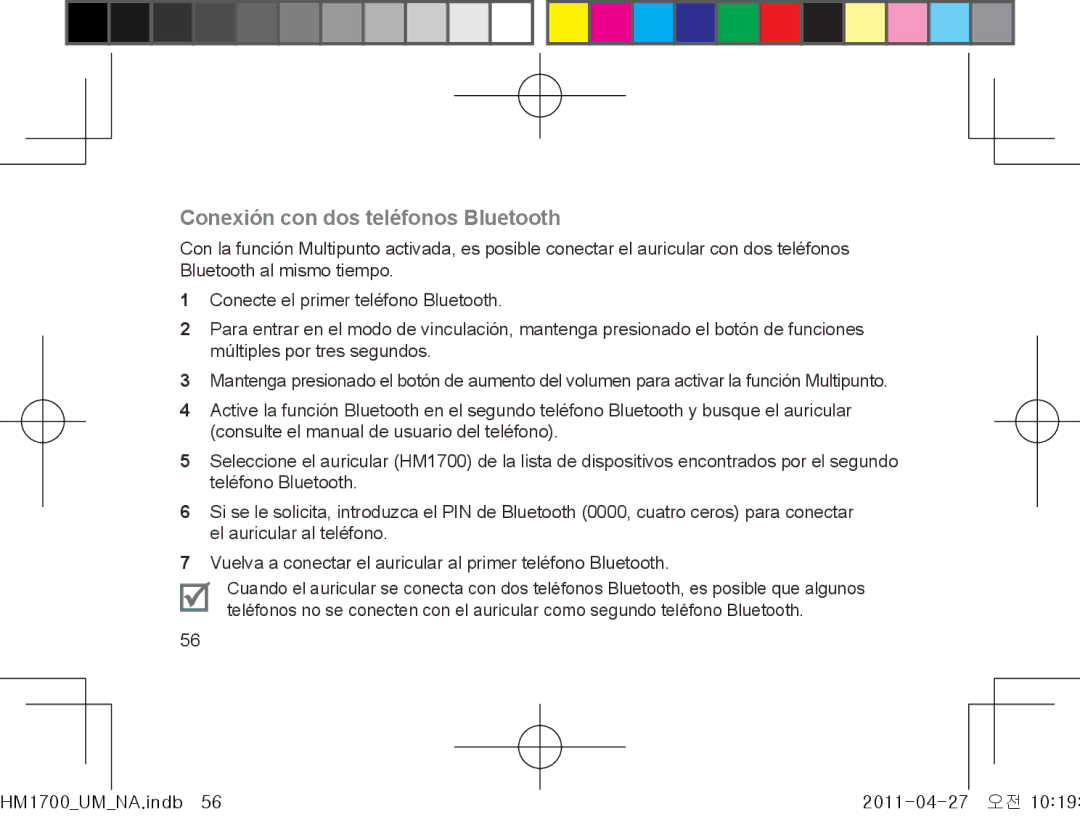 Samsung GH68-34355F manual Conexión con dos teléfonos Bluetooth 