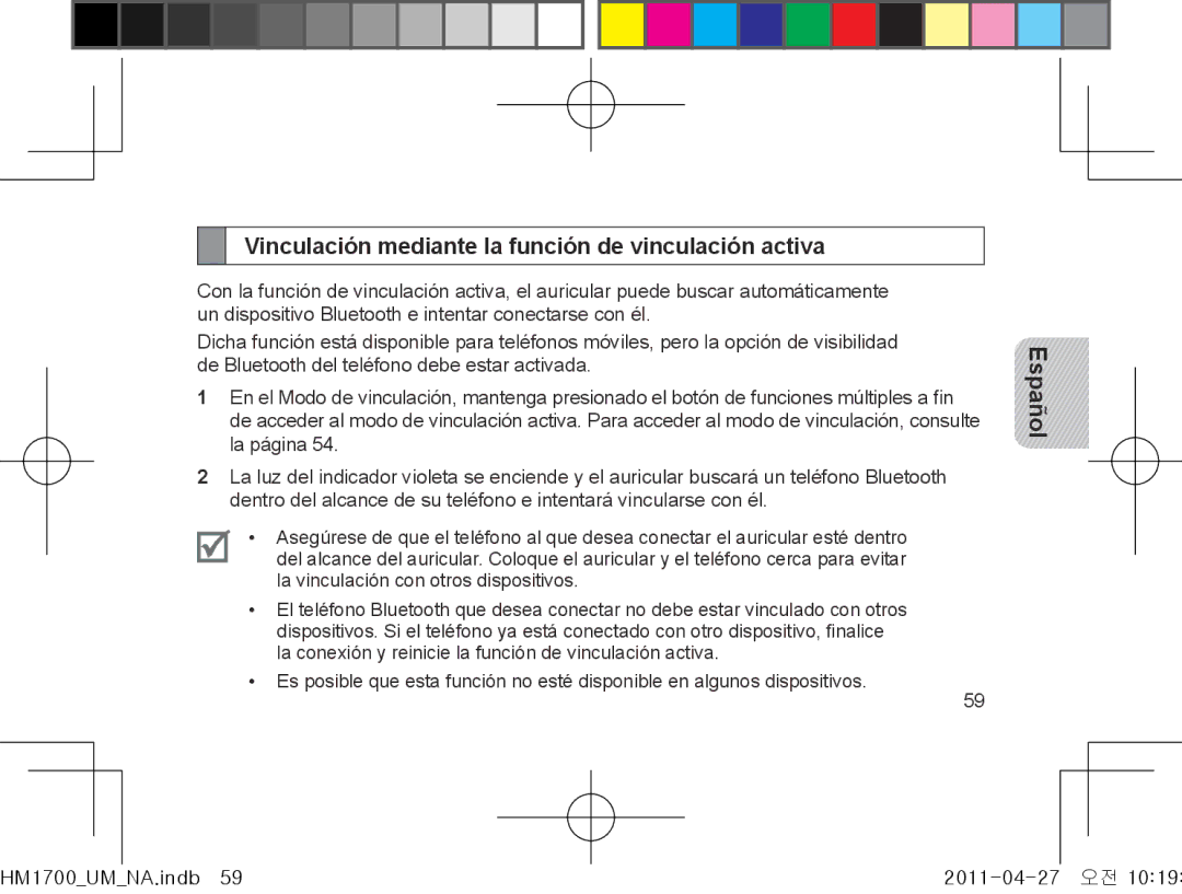 Samsung GH68-34355F manual Vinculación mediante la función de vinculación activa 