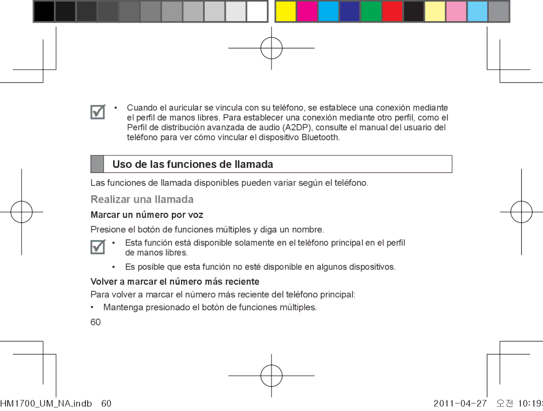 Samsung GH68-34355F manual Uso de las funciones de llamada, Realizar una llamada, Marcar un número por voz 