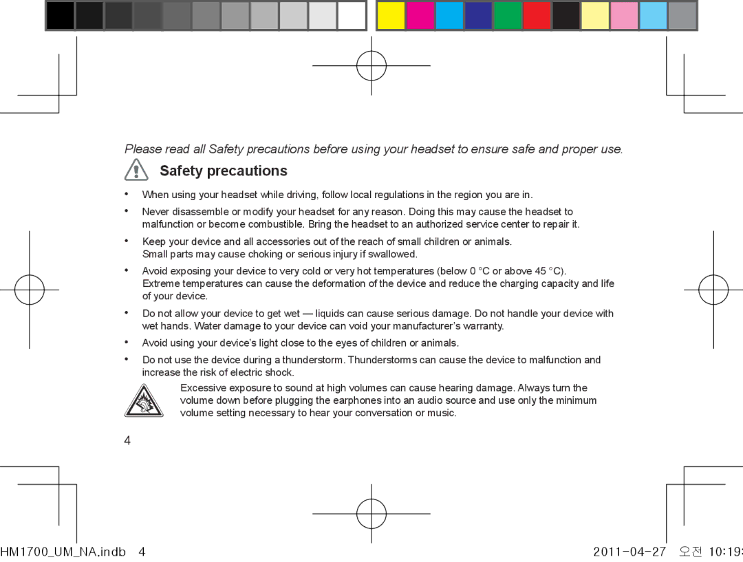 Samsung GH68-34355F manual Safety precautions 