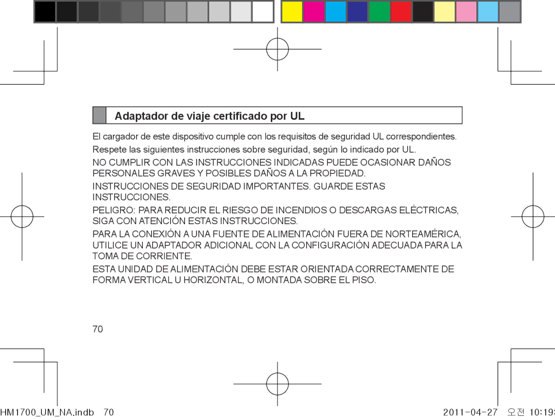 Samsung GH68-34355F manual Adaptador de viaje certificado por UL 