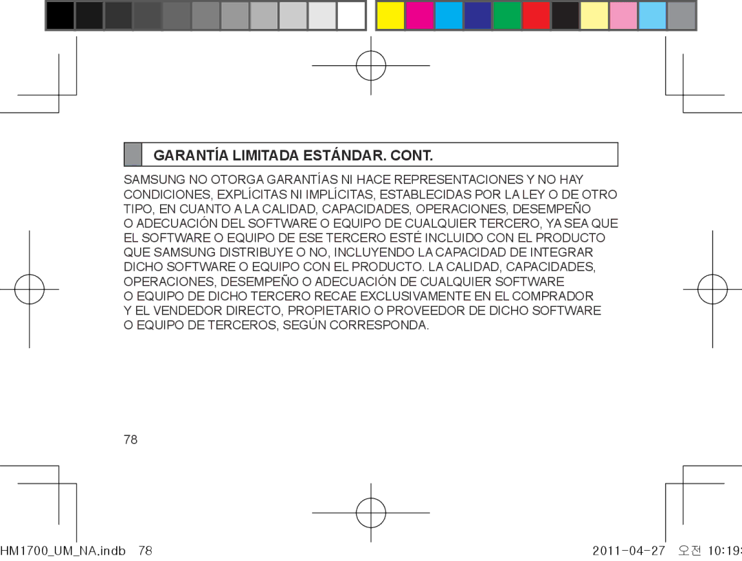 Samsung GH68-34355F manual Garantía Limitada ESTÁNDAR 