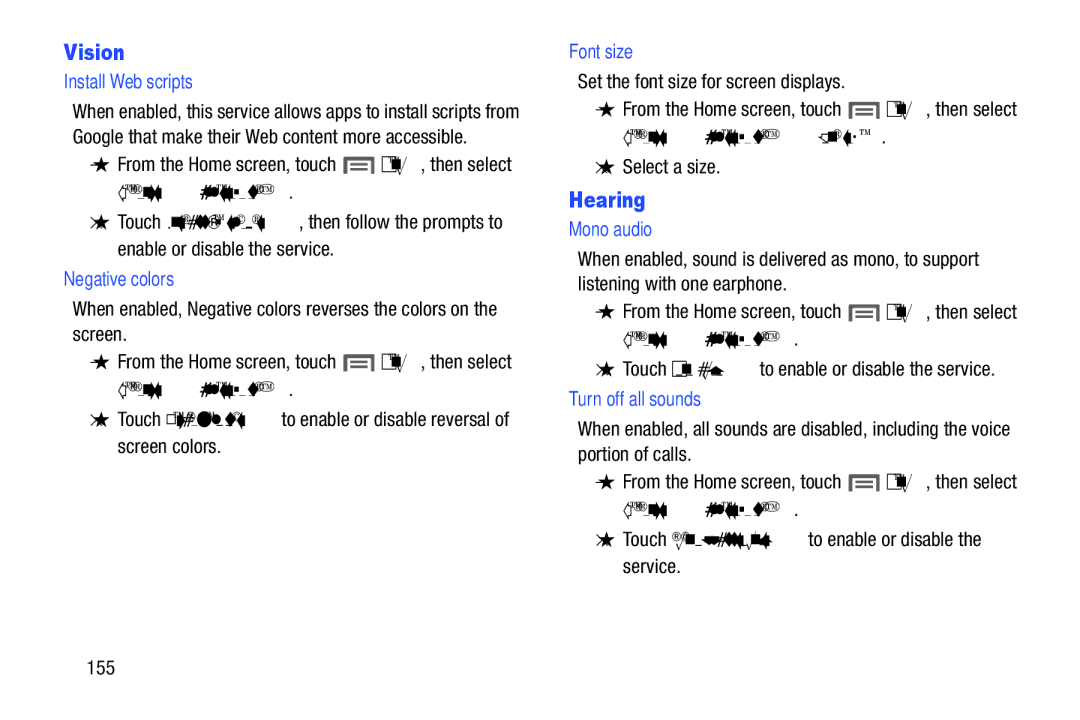 Samsung GH68-37099A user manual Vision, Hearing 