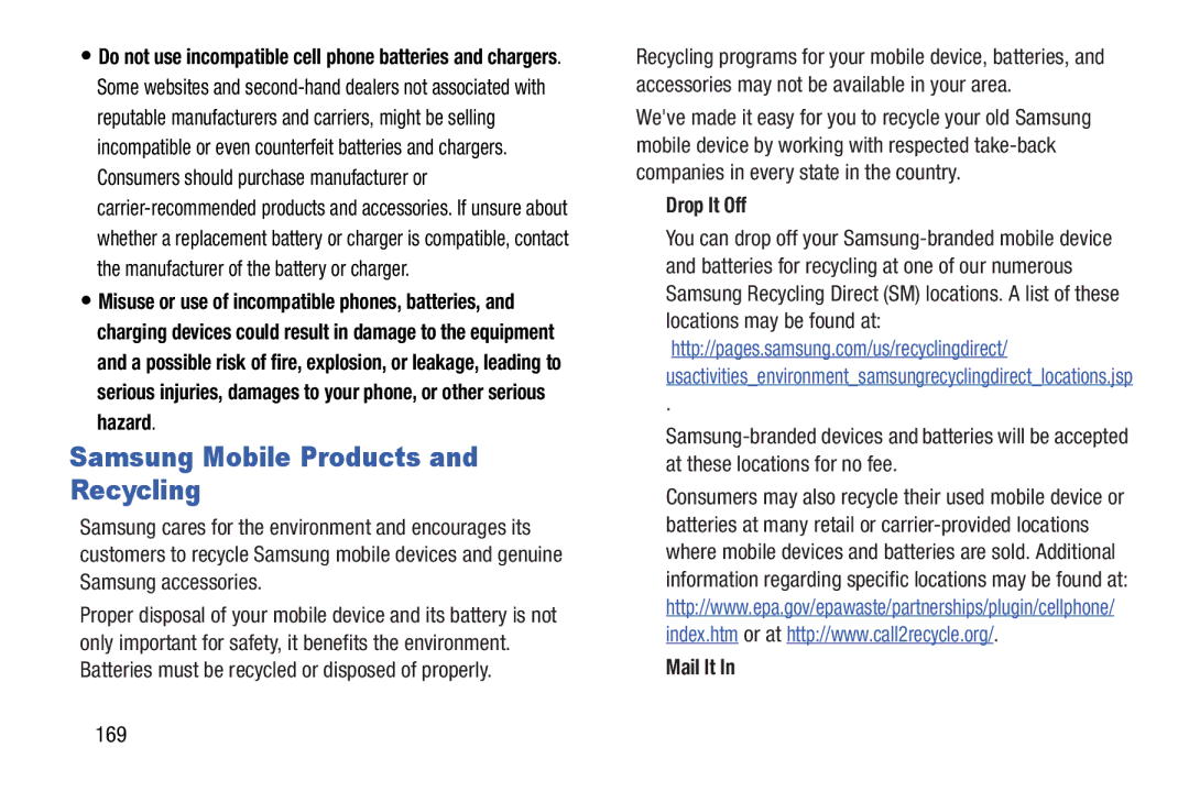 Samsung GH68-37099A user manual Samsung Mobile Products and Recycling, Drop It Off, Mail It 