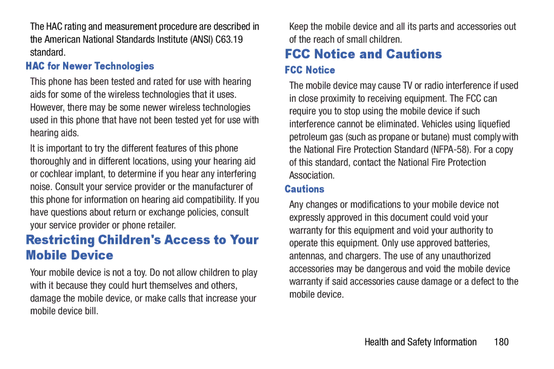 Samsung GH68-37099A user manual Restricting Childrens Access to Your Mobile Device, FCC Notice and Cautions 