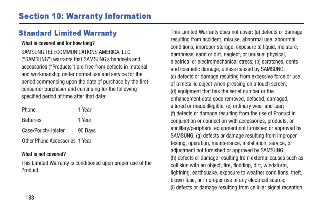 Samsung GH68-37099A user manual Standard Limited Warranty, What is covered and for how long?, What is not covered? 