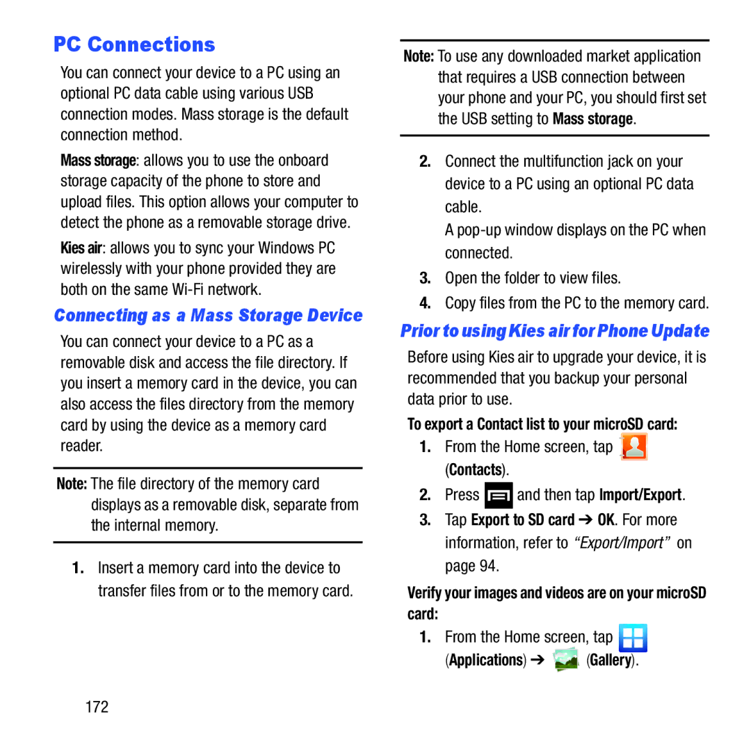 Samsung GH68-37463A user manual PC Connections, 172 