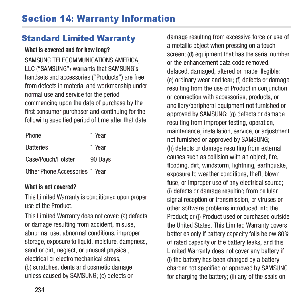 Samsung GH68-37463A user manual Warranty Information, Standard Limited Warranty, What is covered and for how long? 