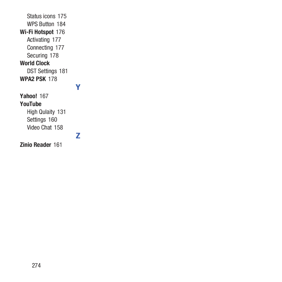 Samsung GH68-37463A user manual World Clock, WPA2 PSK Yahoo YouTube 