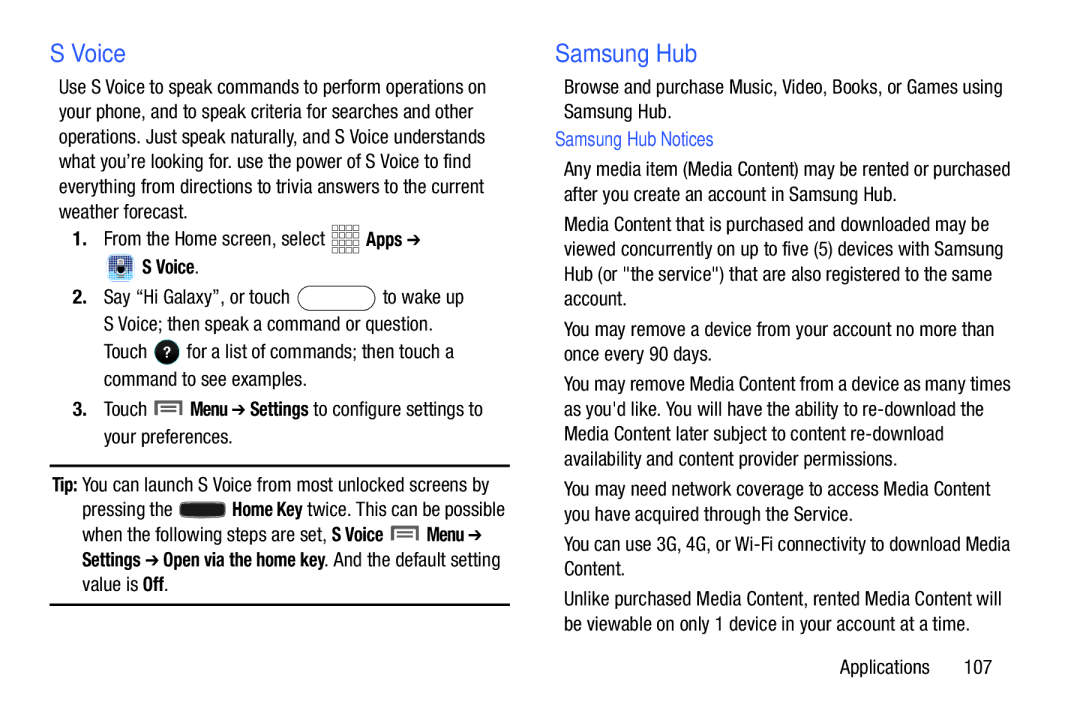 Samsung GH68-38773F user manual Voice, From the Home screen, select Apps, Samsung Hub Notices 